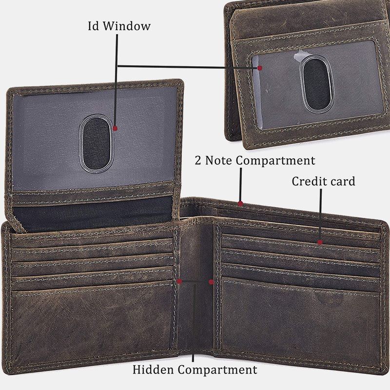 Mænd Ægte Læder Bifold Kort Multi-card Slots Kortetui Pung Penge Clip