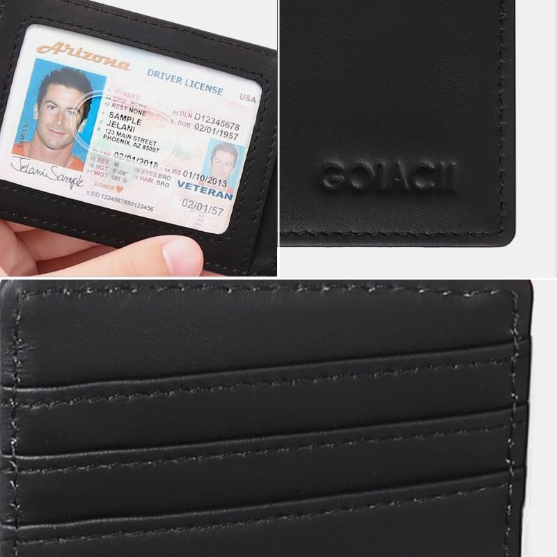 Mænd Ægte Læder Bifold Multi-card Slot Kortholder Casual Anti-magnetisk Kort Møntpung Tegnebøger