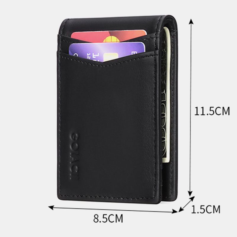 Mænd Ægte Læder Bifold Multi-card Slot Kortholder Casual Anti-magnetisk Kort Møntpung Tegnebøger