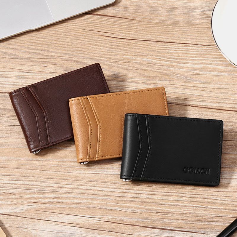 Mænd Ægte Læder Bifold Multi-card Slot Kortholder Casual Anti-magnetisk Kort Møntpung Tegnebøger