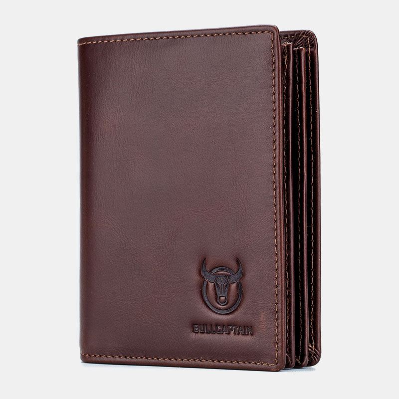 Mænd Ægte Læder Bifold Multi-card Slot Kortholder Møntpung Penge Clip Wallet