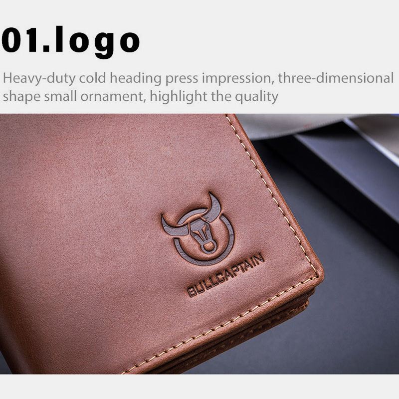 Mænd Ægte Læder Bifold Multi-card Slot Kortholder Møntpung Penge Clip Wallet