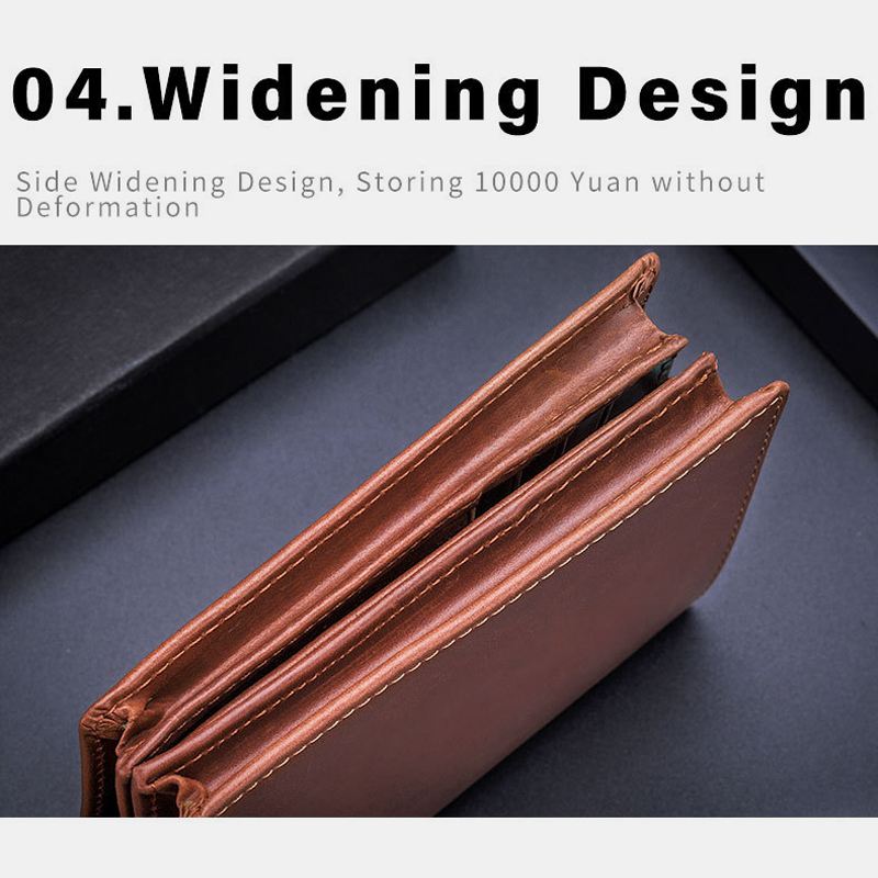 Mænd Ægte Læder Bifold Multi-card Slot Kortholder Møntpung Penge Clip Wallet