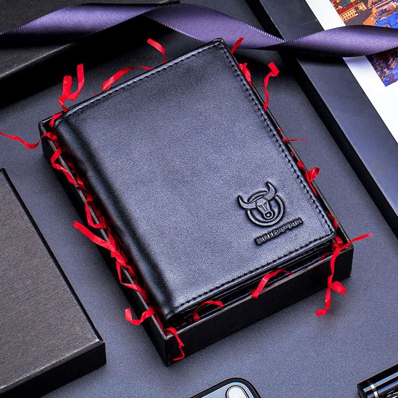 Mænd Ægte Læder Bifold Multi-card Slot Kortholder Møntpung Penge Clip Wallet