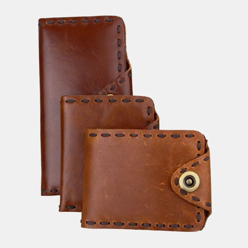 Mænd Ægte Læder Bifold Multi-card Slot Retro Kohud Kortholder Penge Clip Møntpung Pung Pung