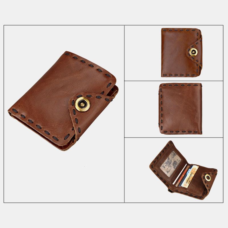 Mænd Ægte Læder Bifold Multi-card Slot Retro Kohud Kortholder Penge Clip Møntpung Pung Pung