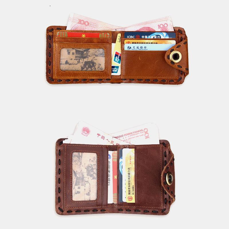 Mænd Ægte Læder Bifold Multi-card Slot Retro Kohud Kortholder Penge Clip Møntpung Pung Pung