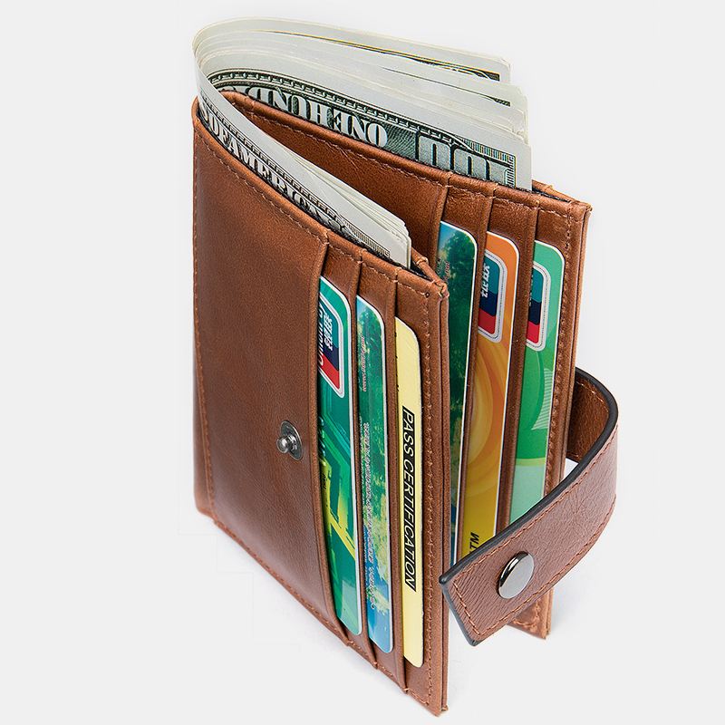 Mænd Ægte Læder Blokering Anti-theft Multi-slot Card Case Kortholder Tegnebog