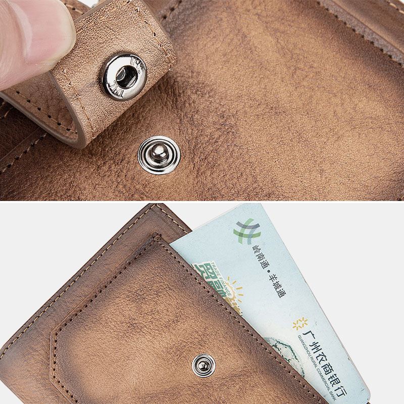 Mænd Ægte Læder Håndgnidet Farve Kort Bifold Stor Kapacitet Pengeclips Retro Multi-card Slot Card Case Kørekort Tegnebog