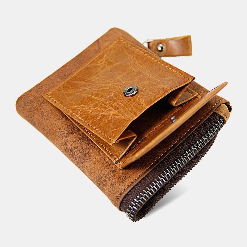 Mænd Ægte Læder Multifunktion Retro Bifold Multi-card Slot Kortholder Møntpung Pung Pengeclips