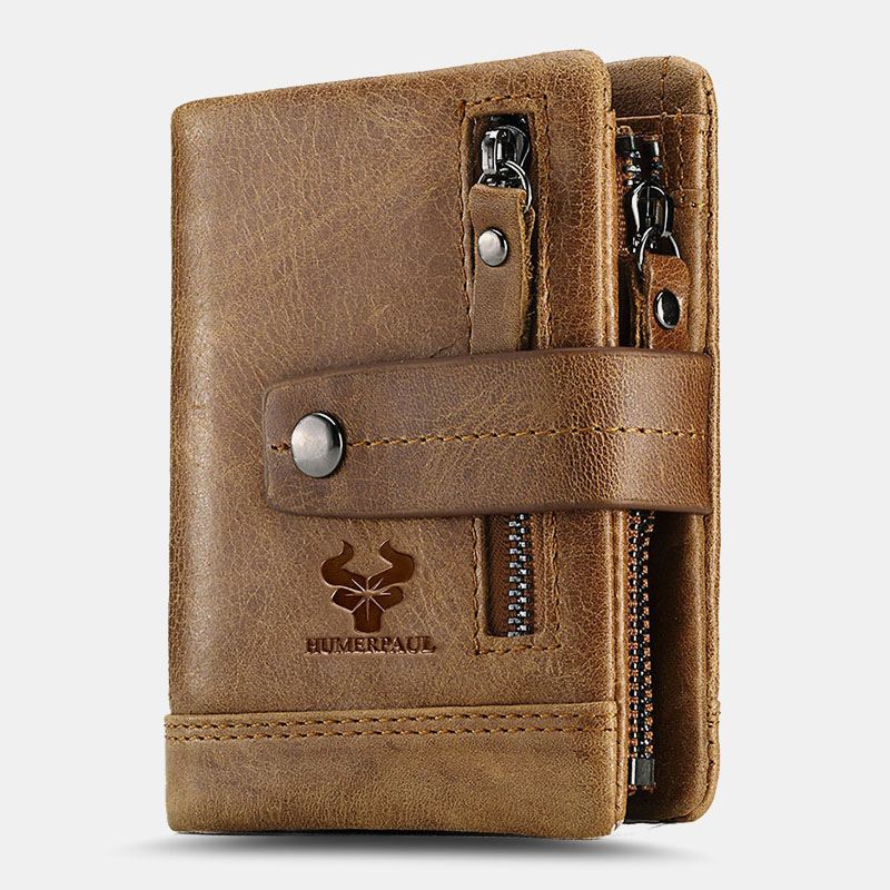 Mænd Ægte Læder Multifunktionel Bifold Multi-card Slot Kortholder Møntpung Penge Clip Tegnebog