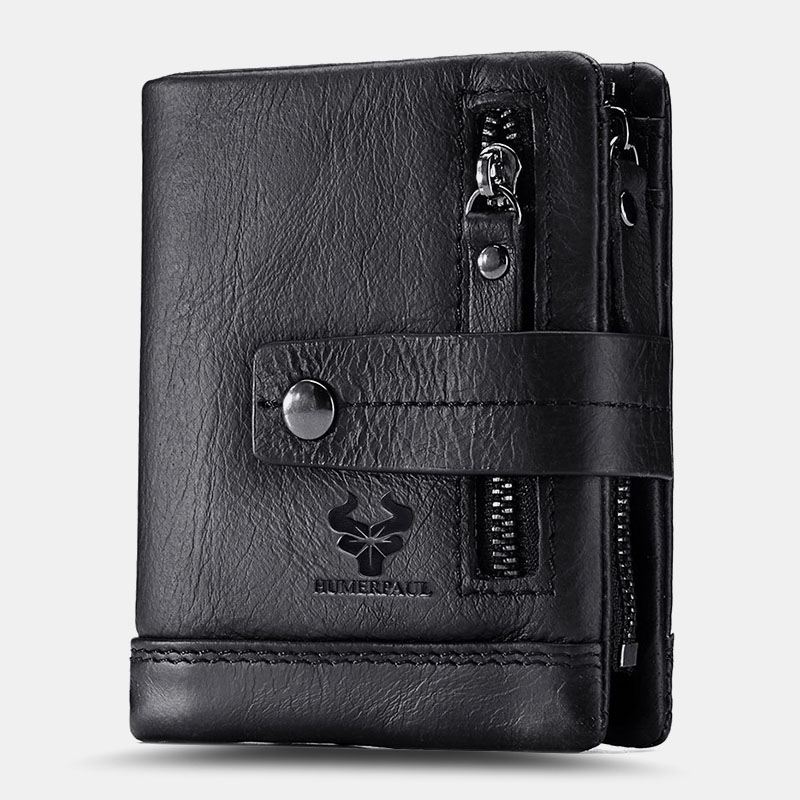 Mænd Ægte Læder Multifunktionel Bifold Multi-card Slot Kortholder Møntpung Penge Clip Tegnebog