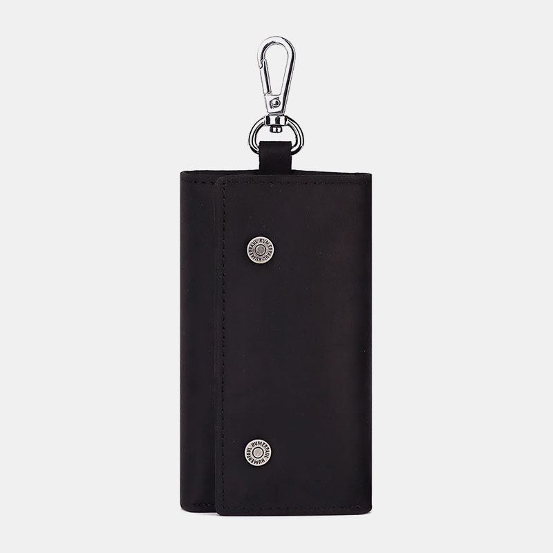 Mænd Ægte Læder Retro Easy Carry Brief Car Key Case Nøglering Tegnebog Møntpung