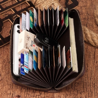 Mænd Ægte Læder Retro Multi-slot Mode Long Clutch Pung Business Wallet