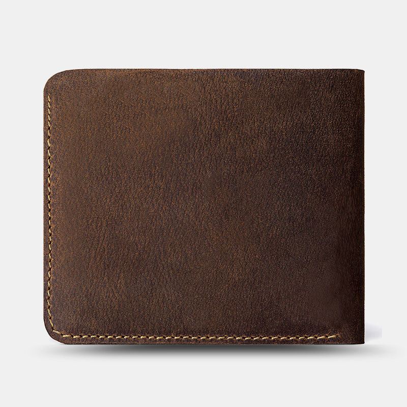 Mænd Ægte Læder Super Light Bifold Åben Retro Kort Anti-theft Koskind Kortholder Møntpung