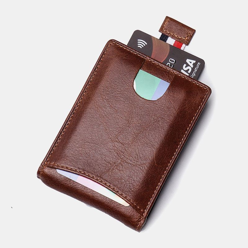 Mænd Ægte Læder Vintage Business Kohud Multi-card Slot Penge Clip Card Holder Tegnebog