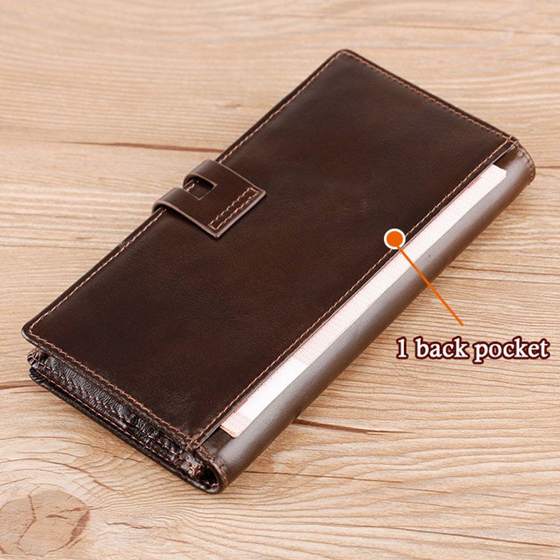 Mænd Bifold Lang Multifunktion Anti-magnetisk Tegnebog Vintage 6.5 Tommer Telefontaske 13 Kort Slot Kort Etui