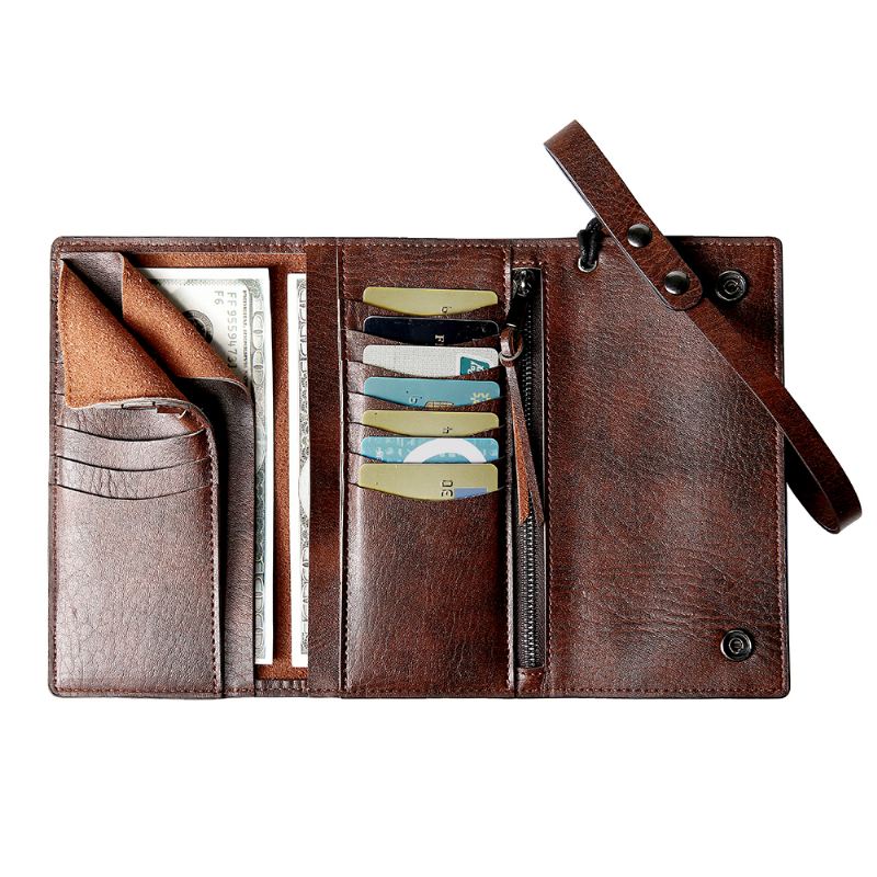 Mænd Casual Trifold Multi-slot Lang Tegnebog Kortholder Kontantholder Clutch Taske