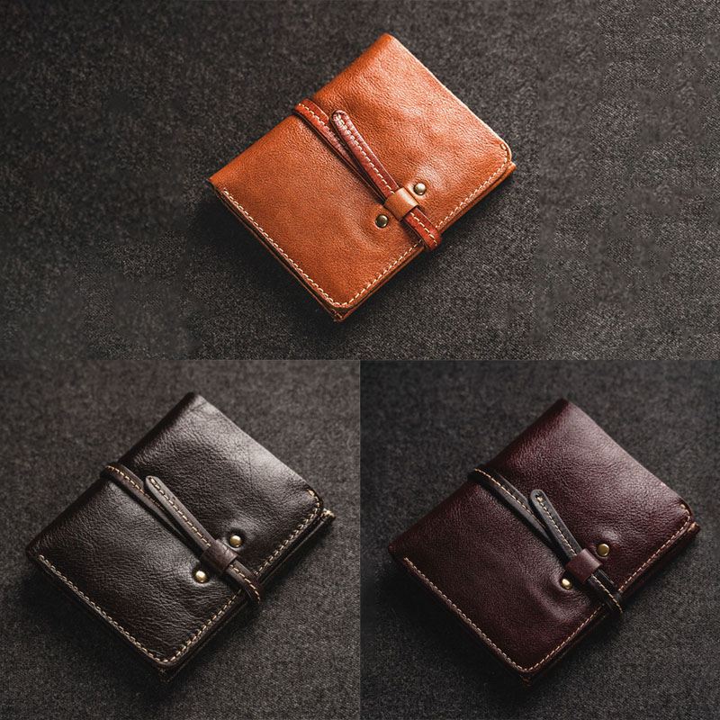 Mænd Første Lag Okselæder Multi-card Slot Card Case Retro Bifold Kort Blødt Læder Møntpung Pung