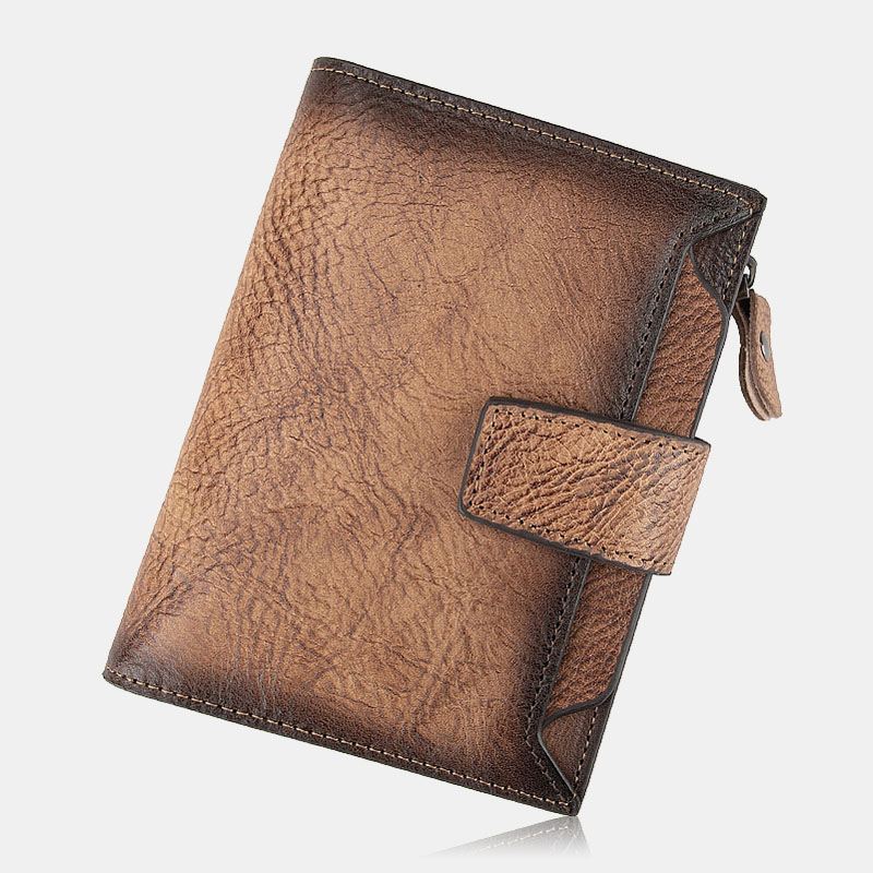 Mænd Hånd Gned Farve Bifold Kohud Pung Retro Kort Multi-card Slot Card Case Møntpung