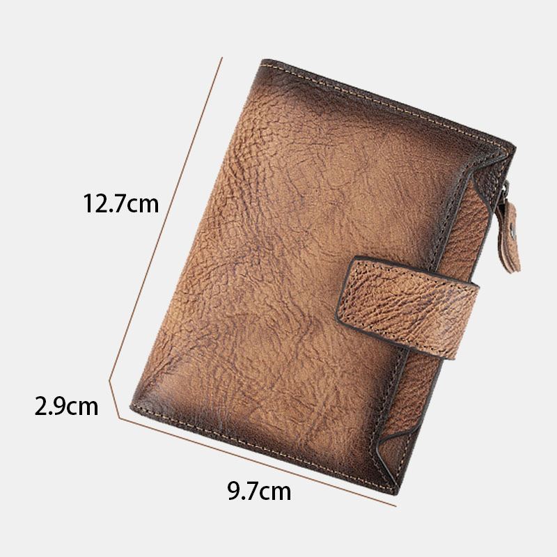 Mænd Hånd Gned Farve Bifold Kohud Pung Retro Kort Multi-card Slot Card Case Møntpung