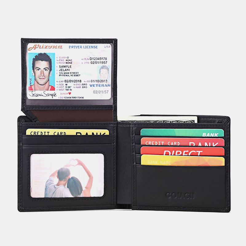 Mænd Horisontal Bifold Blokering Kort Etui Retro Kort Multi-card Slot Kortholder Møntpung Pengeclips Kørekort Tegnebog