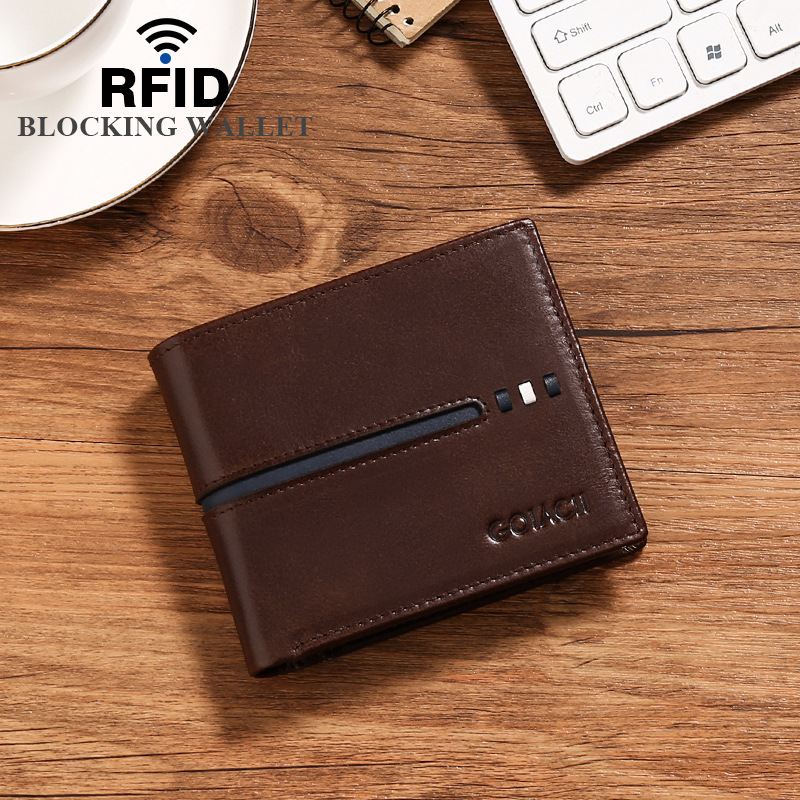 Mænd Horisontal Bifold Blokering Kort Etui Retro Kort Multi-card Slot Kortholder Møntpung Pengeclips Kørekort Tegnebog