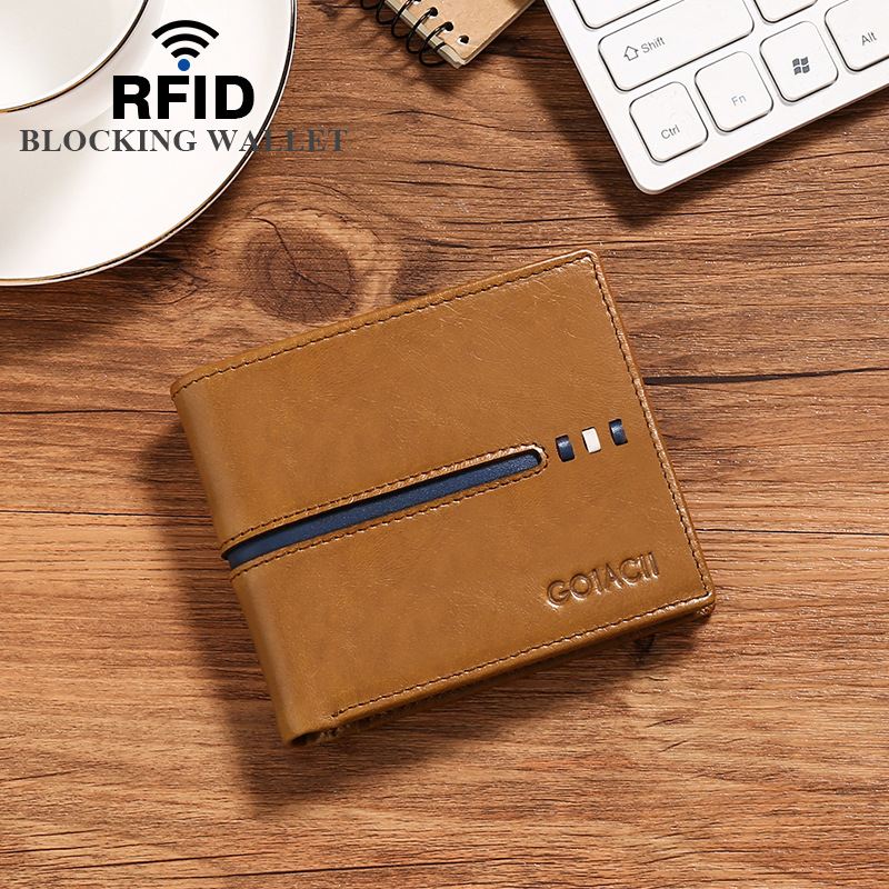 Mænd Horisontal Bifold Blokering Kort Etui Retro Kort Multi-card Slot Kortholder Møntpung Pengeclips Kørekort Tegnebog