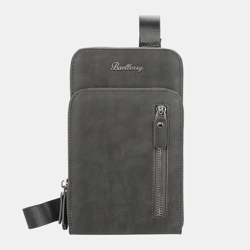 Mænd Imiteret Læder Multifunktion Lodret Stor Kapacitet Dobbelt Lynlås 6.3 Tommer Telefontaske Crossbody Taske Tegnebog