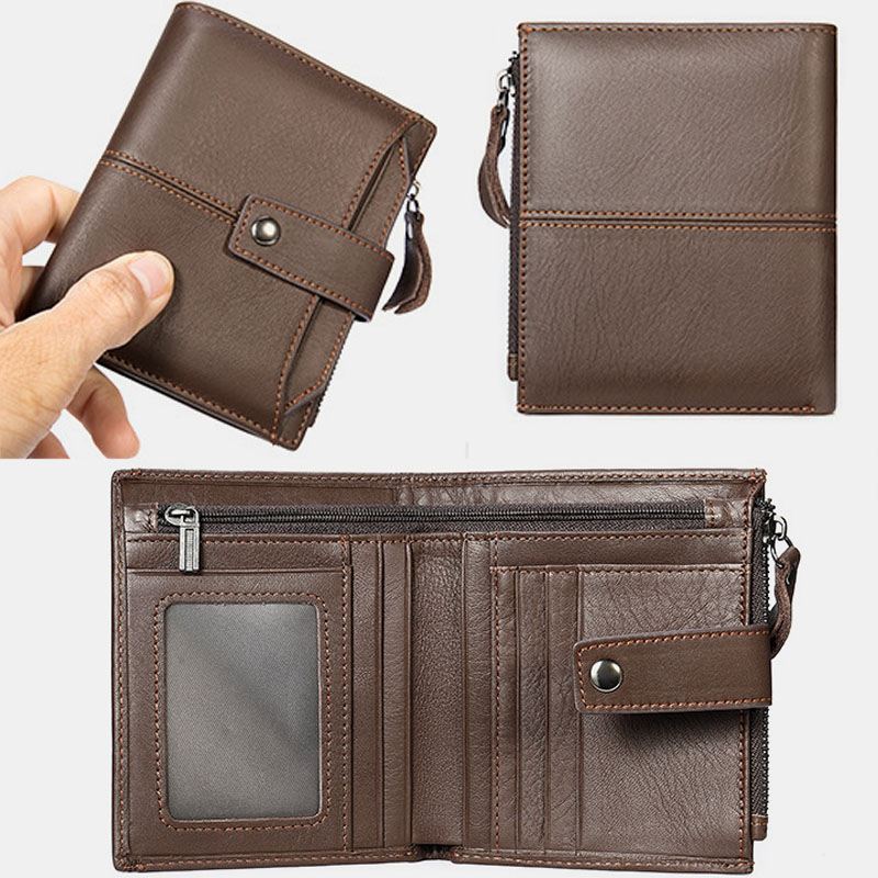 Mænd Kort Bifold Blokering Tegnebog Retro Casual Multi-card Slot Kortholder Koskind Kørekort Tegnebog