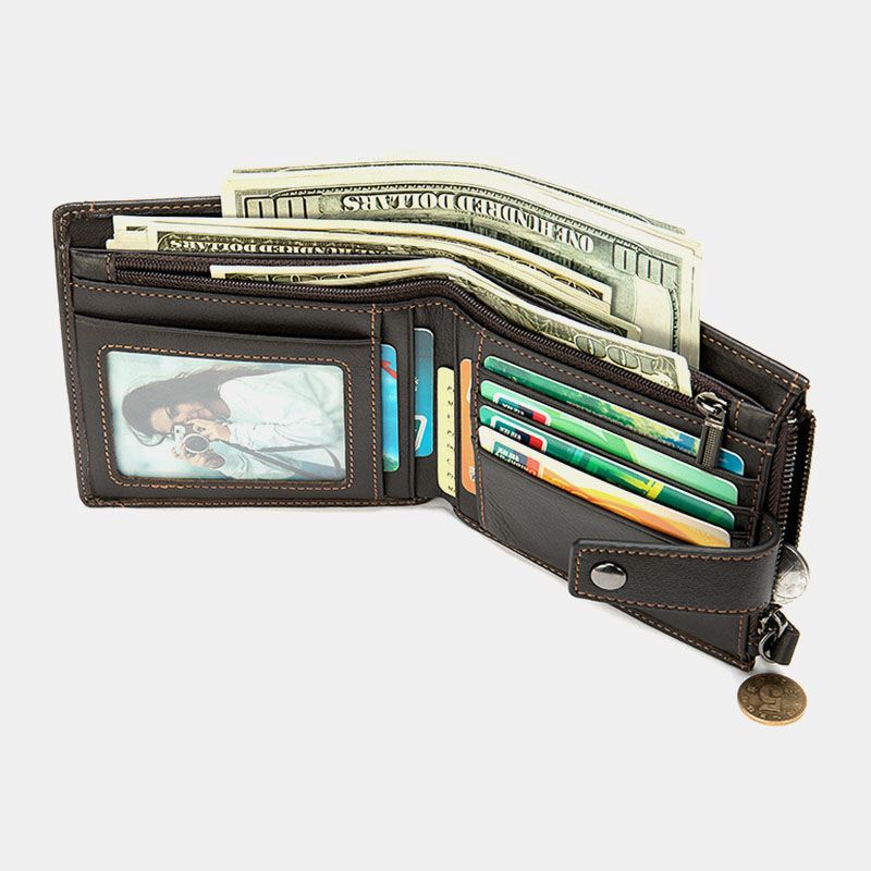 Mænd Kort Bifold Blokering Tegnebog Retro Casual Multi-card Slot Kortholder Koskind Kørekort Tegnebog