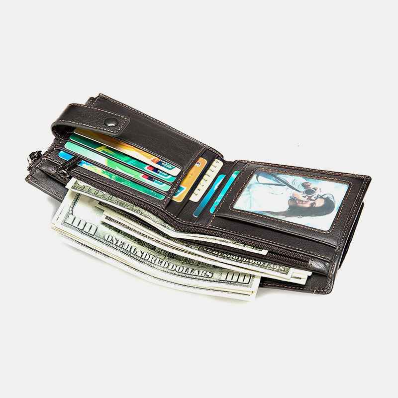 Mænd Kort Bifold Blokering Tegnebog Retro Casual Multi-card Slot Kortholder Koskind Kørekort Tegnebog