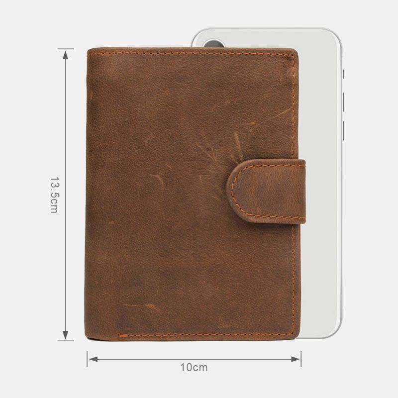 Mænd Koskind Kort Anti-magnetisk Hasp Wallet 11 Card Slot Card Case Kørekort Tegnebog