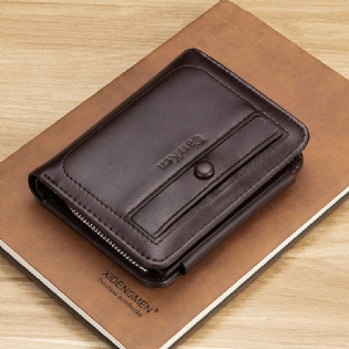 Mænd Kunstlæder Retro Business Trifold Multi-slot Card Holder Tegnebog