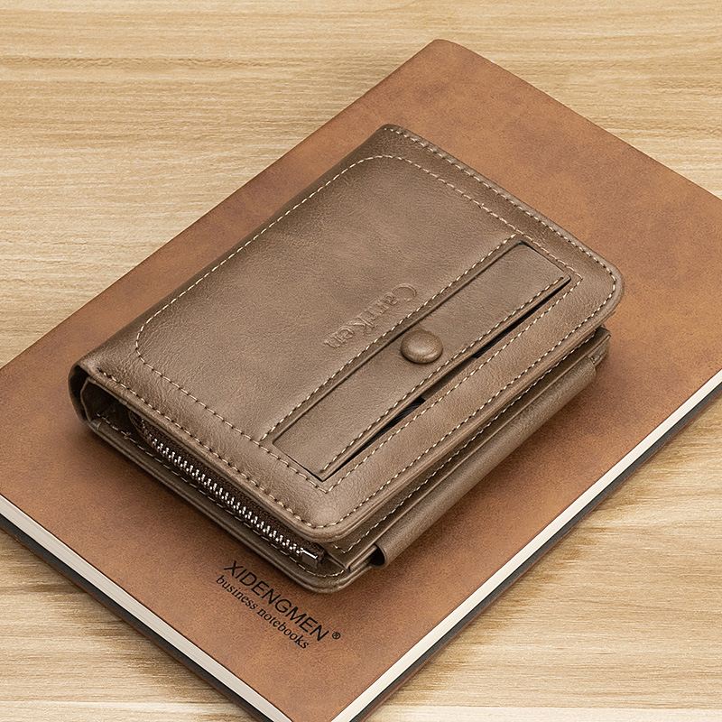 Mænd Kunstlæder Retro Business Trifold Multi-slot Card Holder Tegnebog