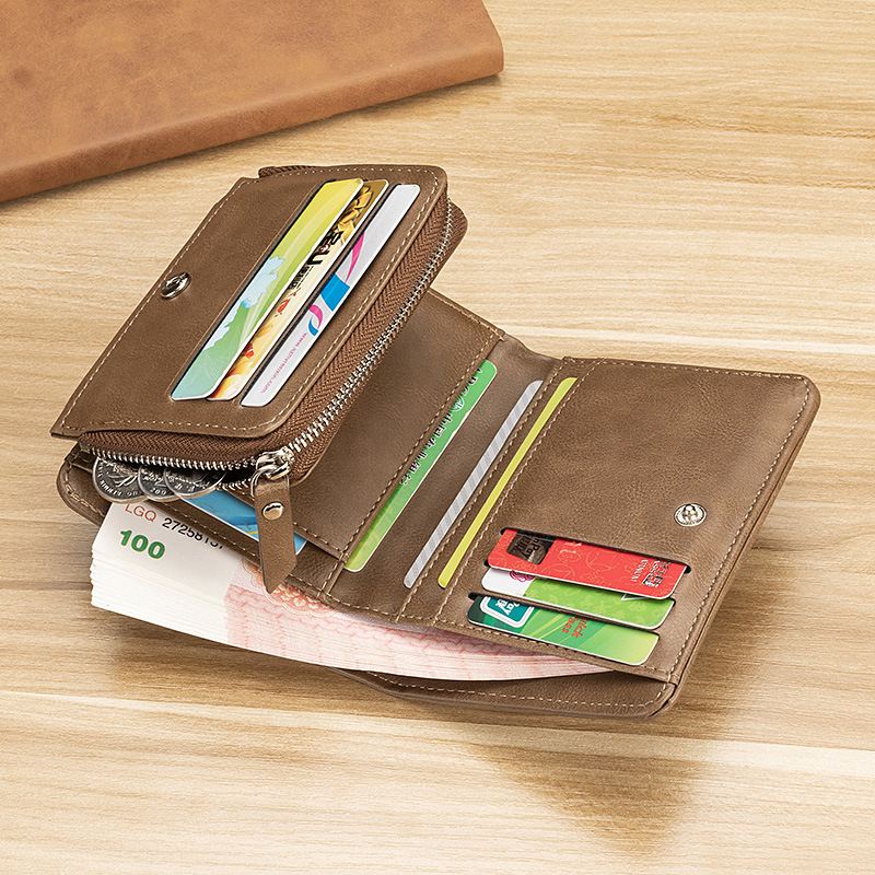 Mænd Kunstlæder Retro Business Trifold Multi-slot Card Holder Tegnebog