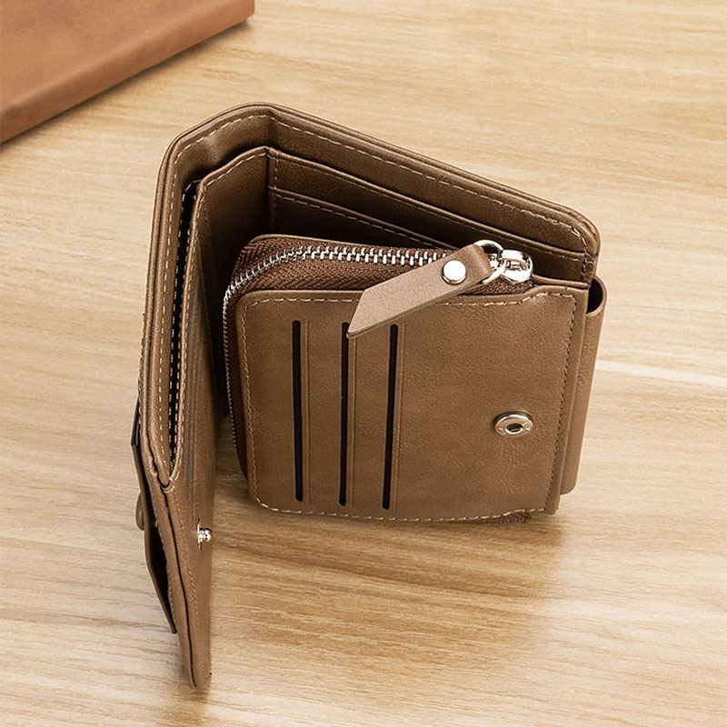 Mænd Kunstlæder Retro Business Trifold Multi-slot Card Holder Tegnebog