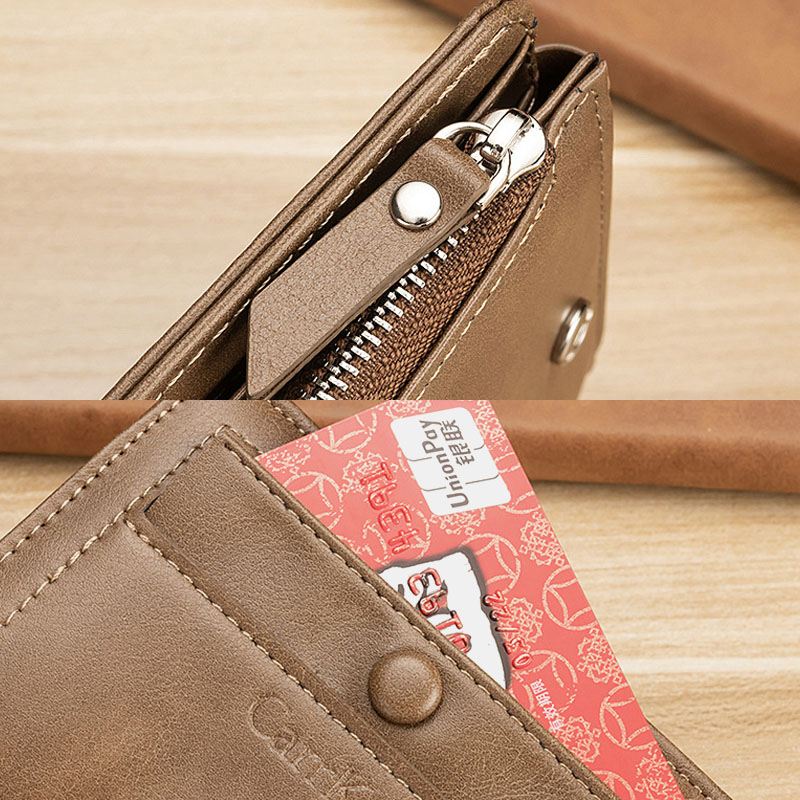 Mænd Kunstlæder Retro Business Trifold Multi-slot Card Holder Tegnebog