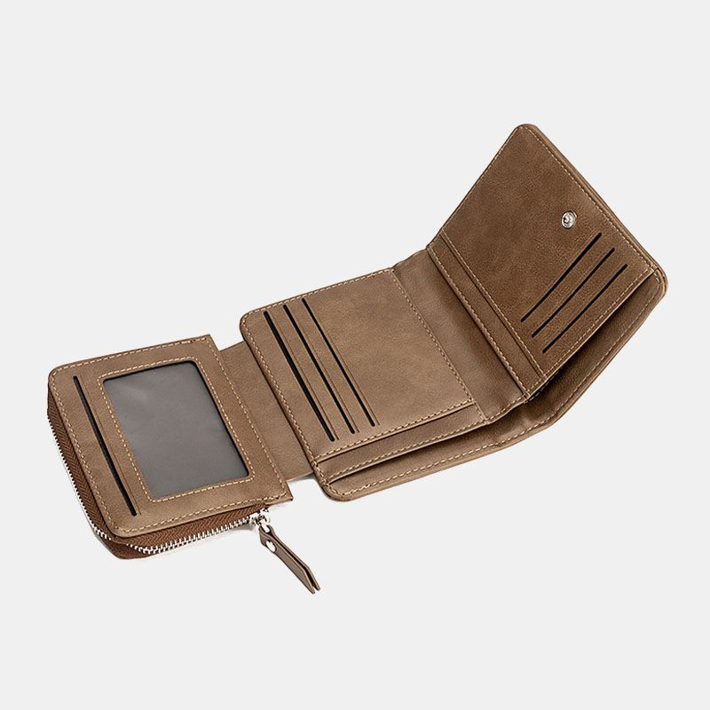 Mænd Kunstlæder Retro Business Trifold Multi-slot Card Holder Tegnebog