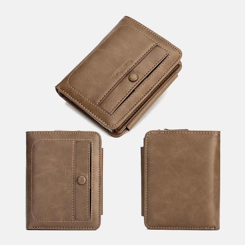 Mænd Kunstlæder Retro Business Trifold Multi-slot Card Holder Tegnebog