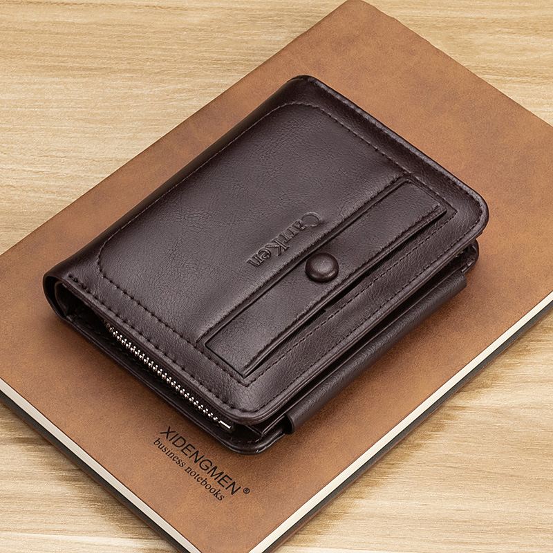 Mænd Kunstlæder Retro Business Trifold Multi-slot Card Holder Tegnebog