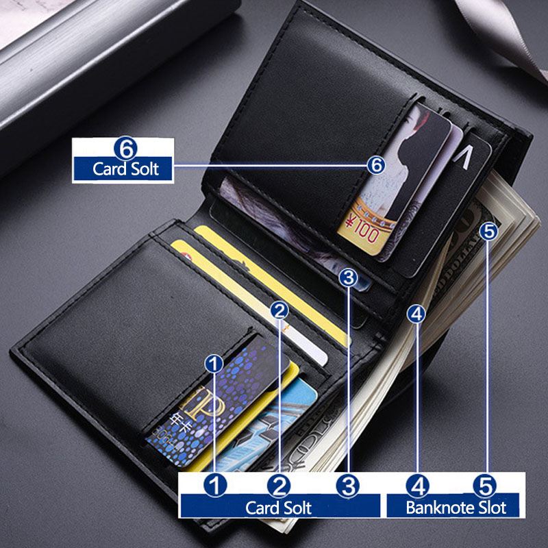 Mænd Lodret Bifold Tynd Multi-card Slot Kortholder Plaid Mønster Præget Kort Møntpung Tegnebog