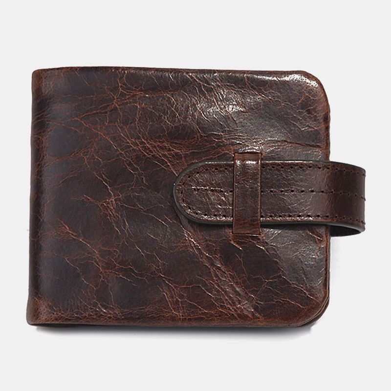 Mænd Olievoks Læder Kort Foldbar Tegnebog Retro Mode Tynd Bifold Clutch Pung Møntpung Kortholder Pengeklip