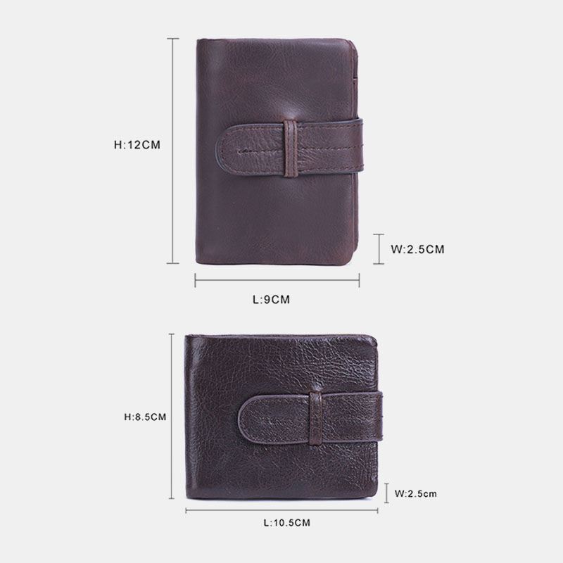 Mænd Olievoks Læder Kort Foldbar Tegnebog Retro Mode Tynd Bifold Clutch Pung Møntpung Kortholder Pengeklip