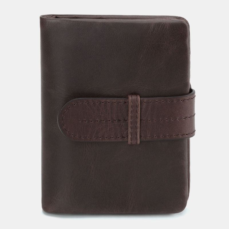 Mænd Olievoks Læder Kort Foldbar Tegnebog Retro Mode Tynd Bifold Clutch Pung Møntpung Kortholder Pengeklip