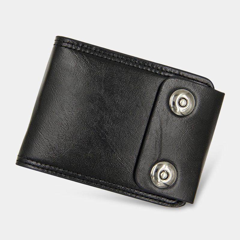 Mænd Pu Læder Dollarmønster Bifold Sort Multi-card Slot Kortholder Møntpung Tegnebog