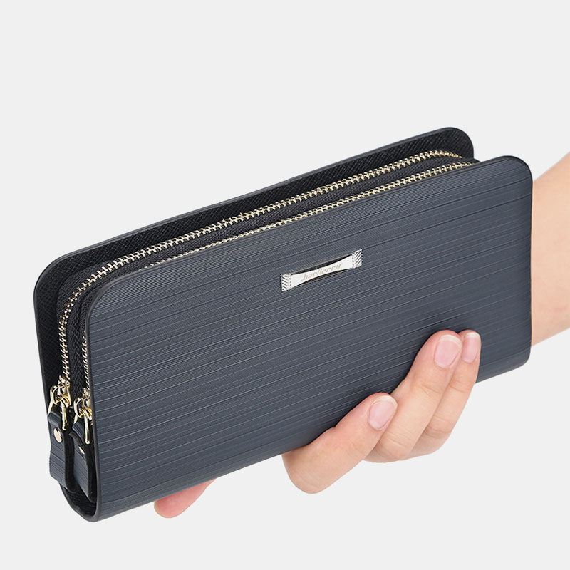 Mænd Pu-læder Stor Kapacitet Multi-card Slot Bærehåndtag Casual Clutch Taske Kortholder Pung