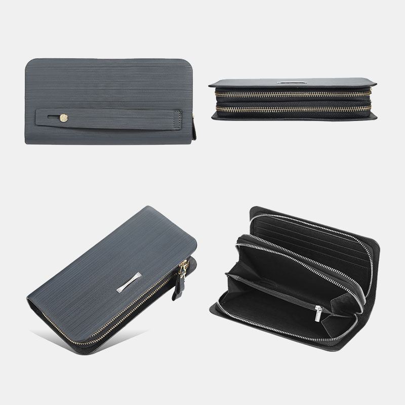 Mænd Pu-læder Stor Kapacitet Multi-card Slot Bærehåndtag Casual Clutch Taske Kortholder Pung