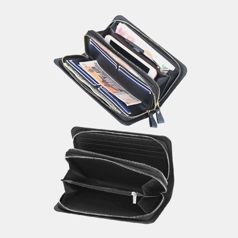 Mænd Pu-læder Stor Kapacitet Multi-card Slot Bærehåndtag Casual Clutch Taske Kortholder Pung