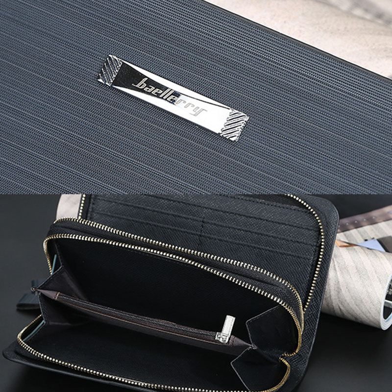 Mænd Pu-læder Stor Kapacitet Multi-card Slot Bærehåndtag Casual Clutch Taske Kortholder Pung